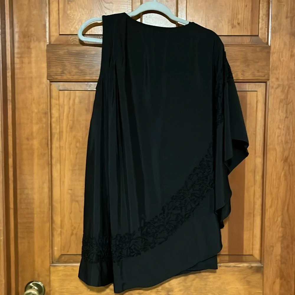 Free People Mini Black Satin One-Shoulder Cocktail Dress size XS